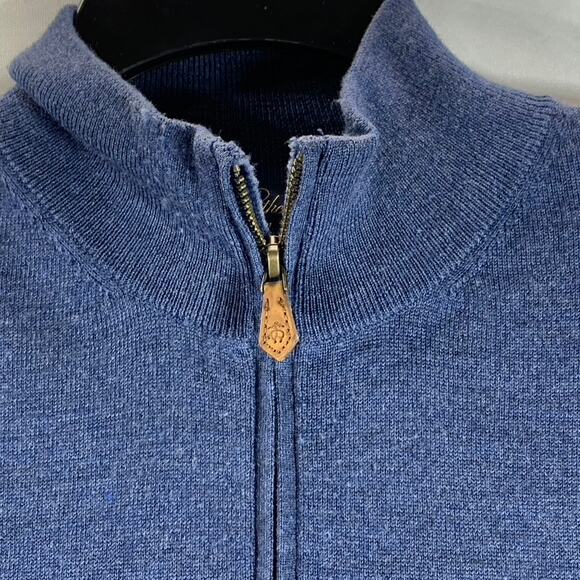 BROOKS BROTHERS Men's Blue Quarter-Zip Saxxon Wool Pullover Sweater SZ XL - Picture 4 of 10